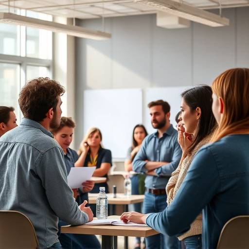 Grupo de personas participando en un taller de presentaciones impactantes.