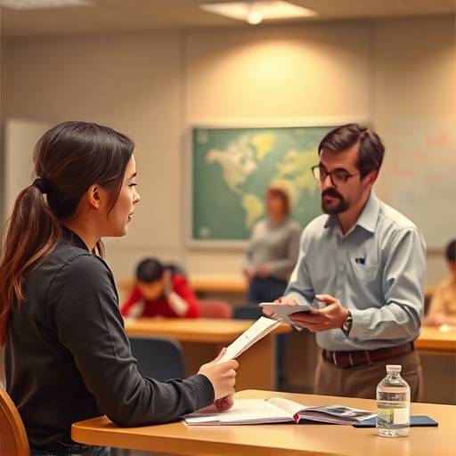 Ilustración de un instructor brindando retroalimentación a un estudiante.